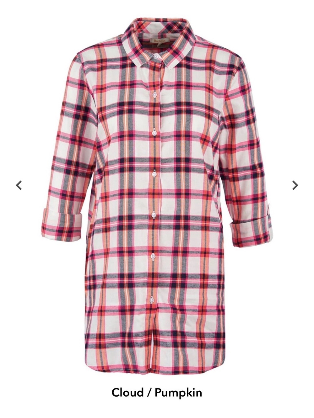 BARBOUR Women’s Windbound Tunic Buttondown Shirt in Pumpkin & Cloud Size 4